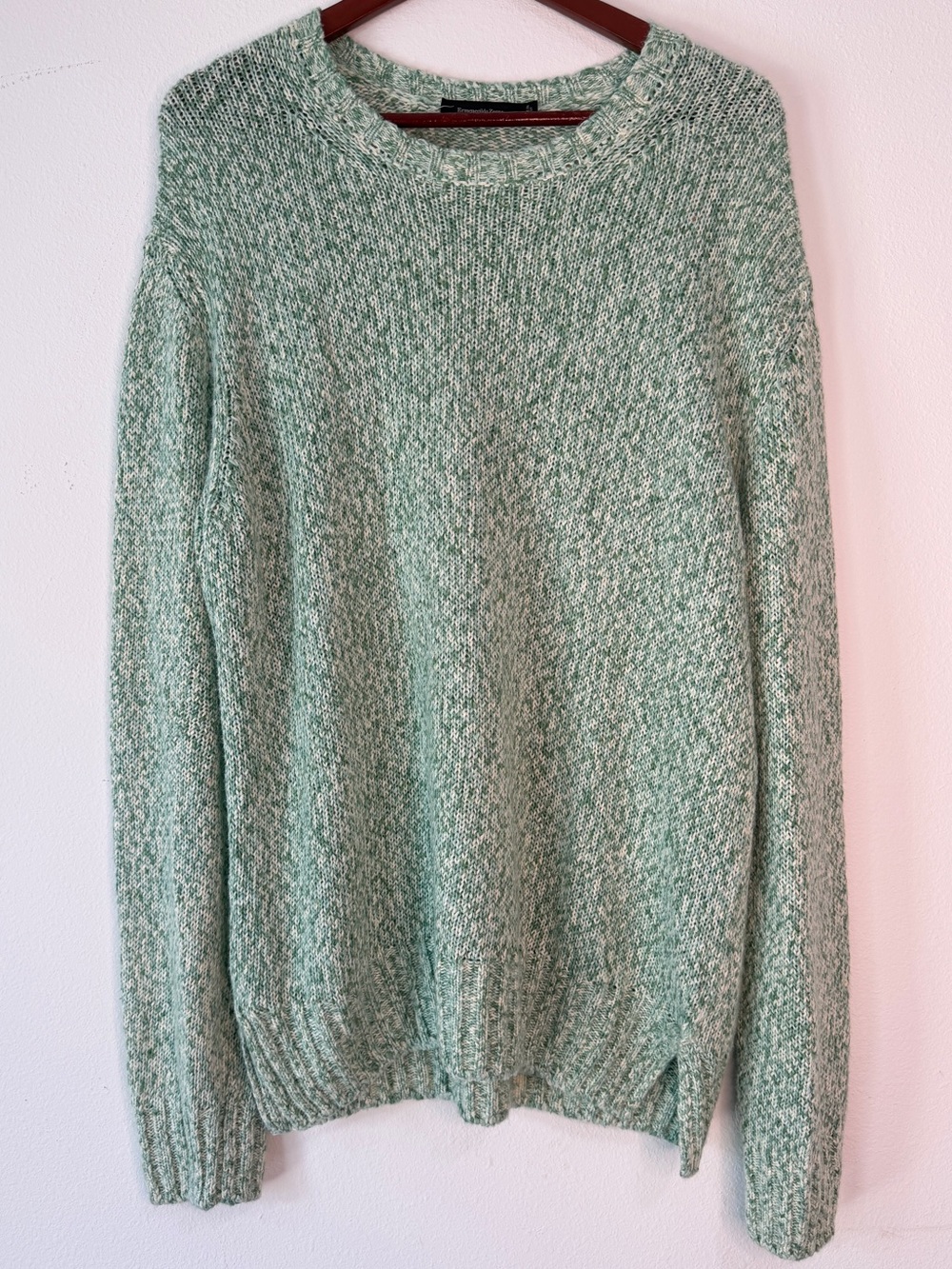 Ermenegildo Zegna Teal Silk Linen Knit Sweater Pullover Made In Italy Mens 50R
